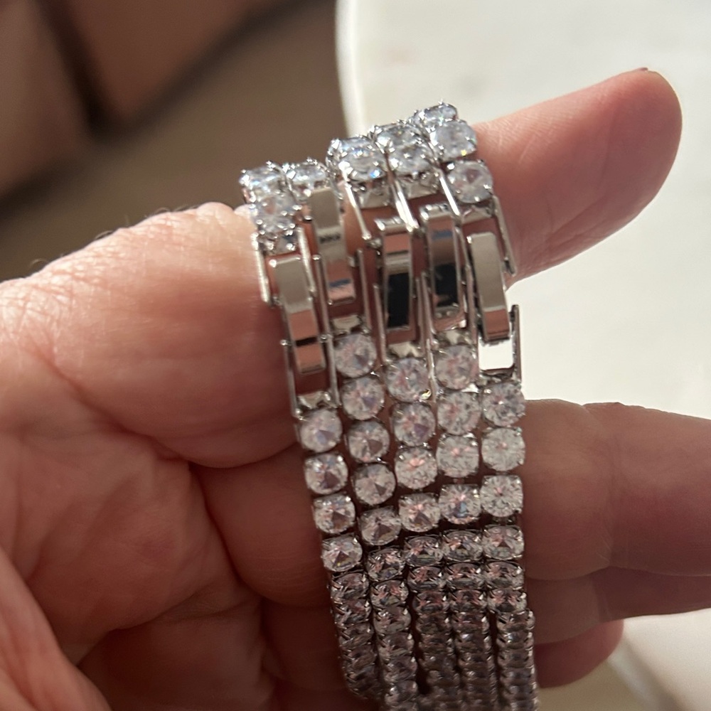 Stackable Silver Crystal Tennis Bracelet Set Of 5 - image 2